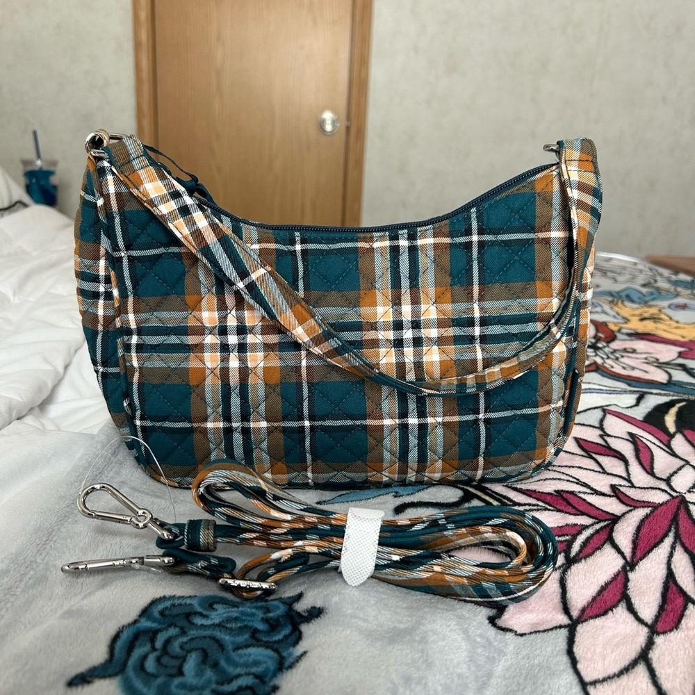 Vera Bradley Frannie Crescent Crossbody- Orchard Plaid 🍁